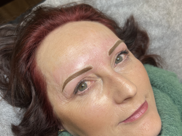 Side camera shot cosmetic brow tattoo results from banksia and blade