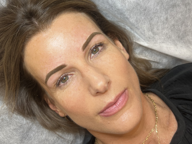 Results of cosmetic brow tattoo by banksia and blade