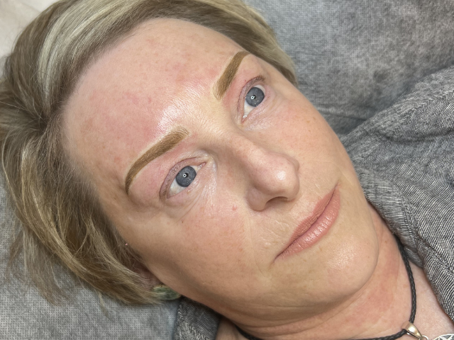 cosmetic brow tattoo results on lady by banksia and blade