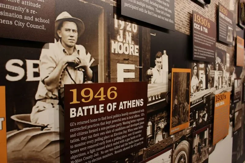 This quiet Tennessee town has a history that reads like a movie plot. Discover the 1946 Battle of Athens, when returning World War II veterans challenged local political corruption in a confrontation that drew national attention.