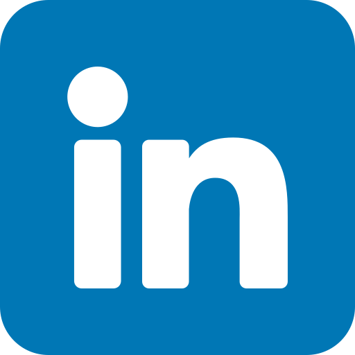 LinkedIn logo with white 'in' on a blue square background.