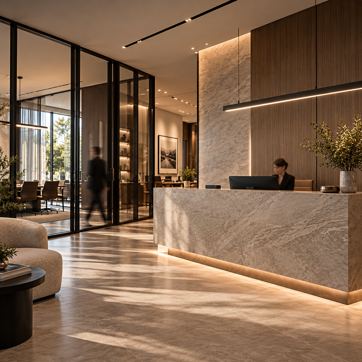 office space with reception area and lobby describing business support and corporate services