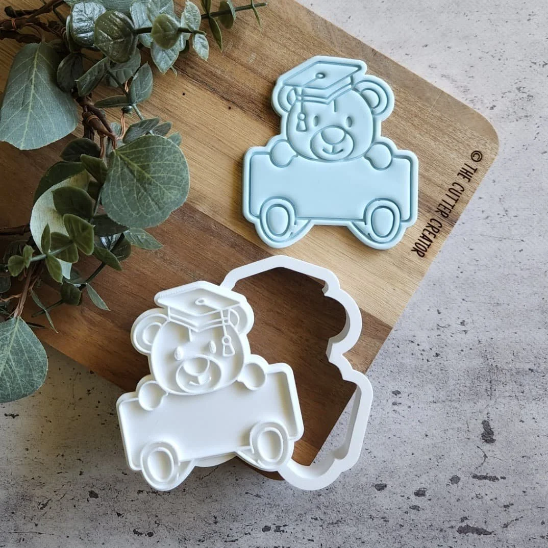 Graduation Teddy Bear Plaque Cookie Cutter