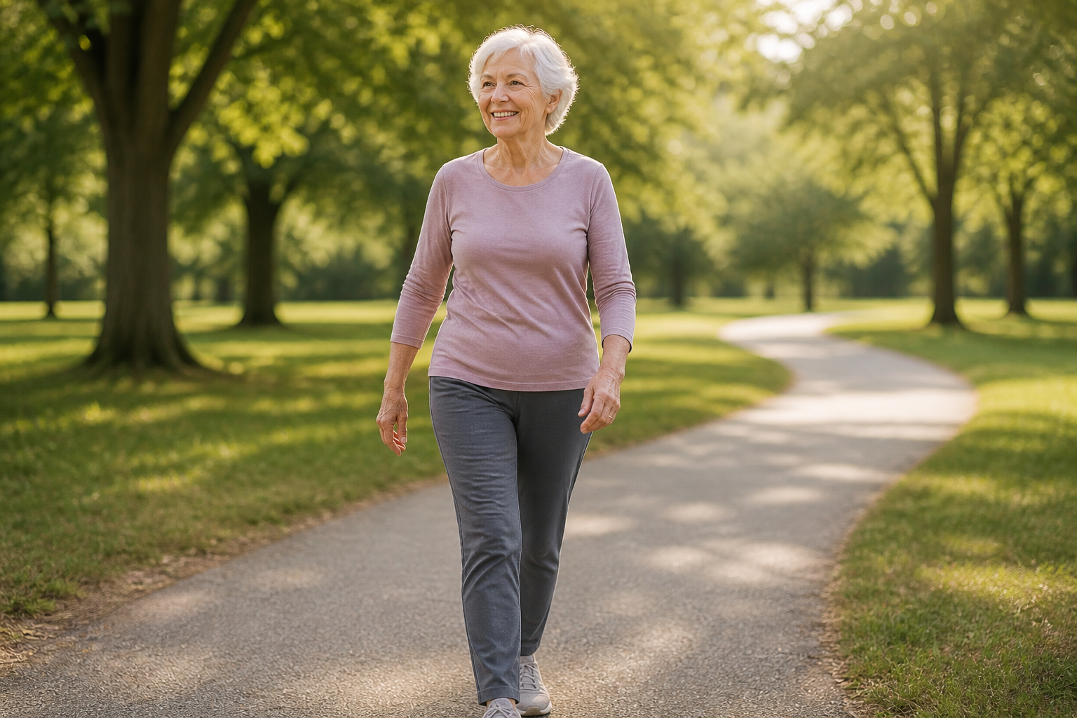 Older woman walking being active and independent