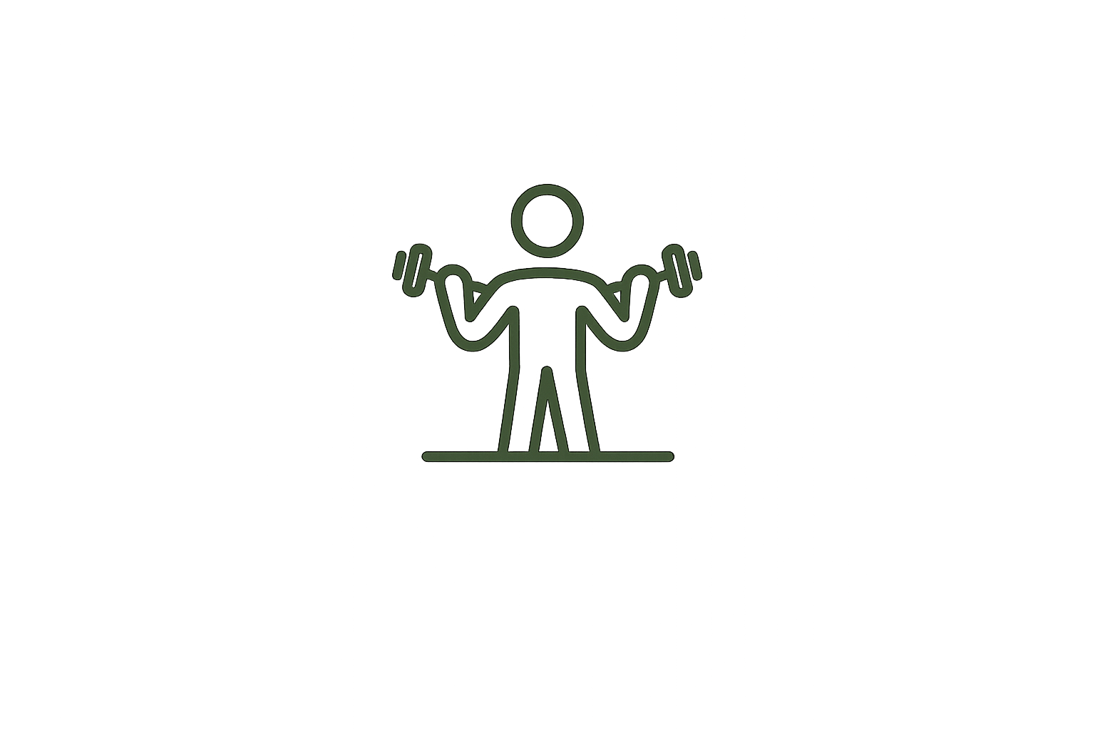 Line drawing of a person lifting two dumbbells, one in each hand