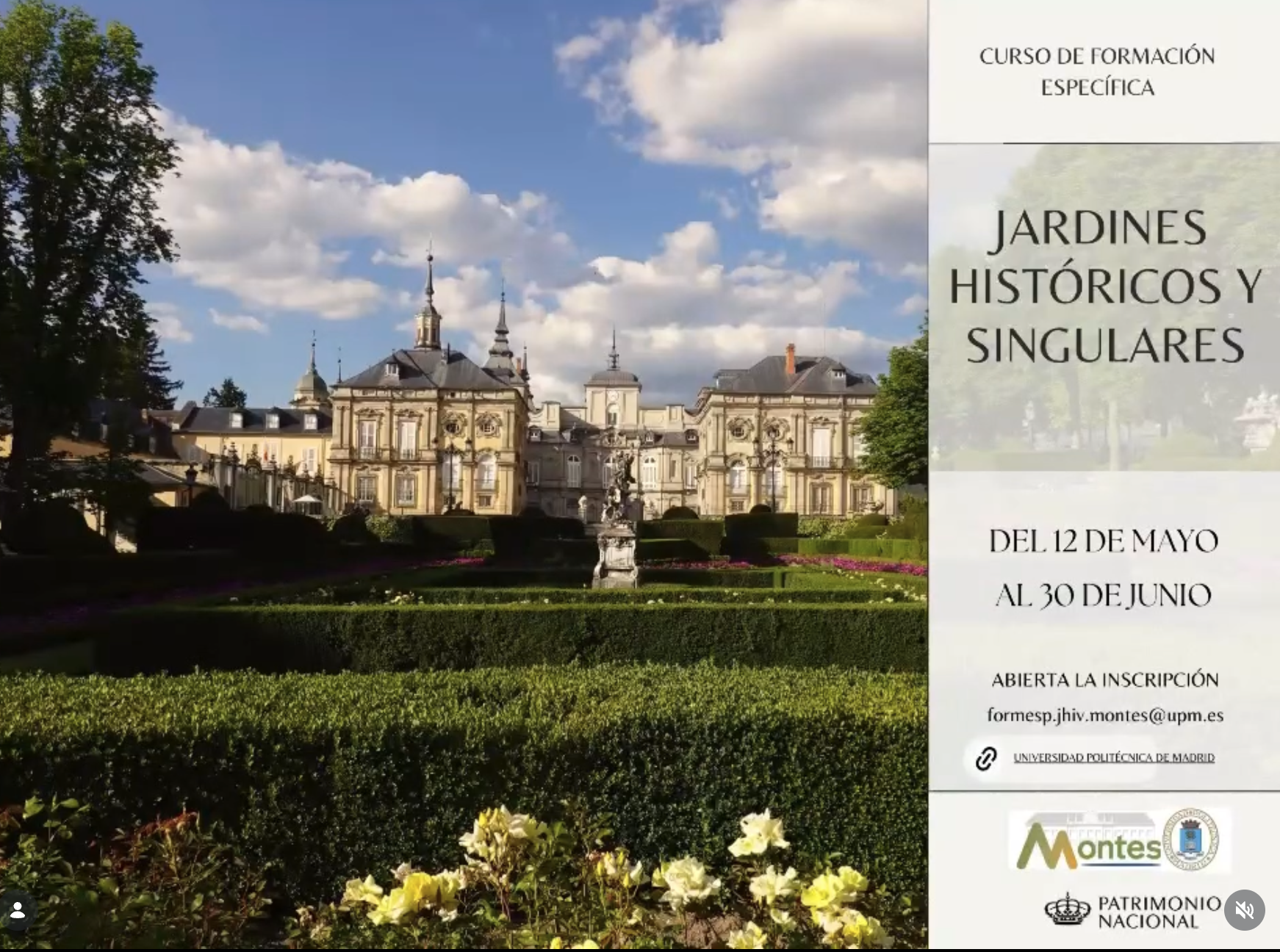 Cartel máster jardines histróricos