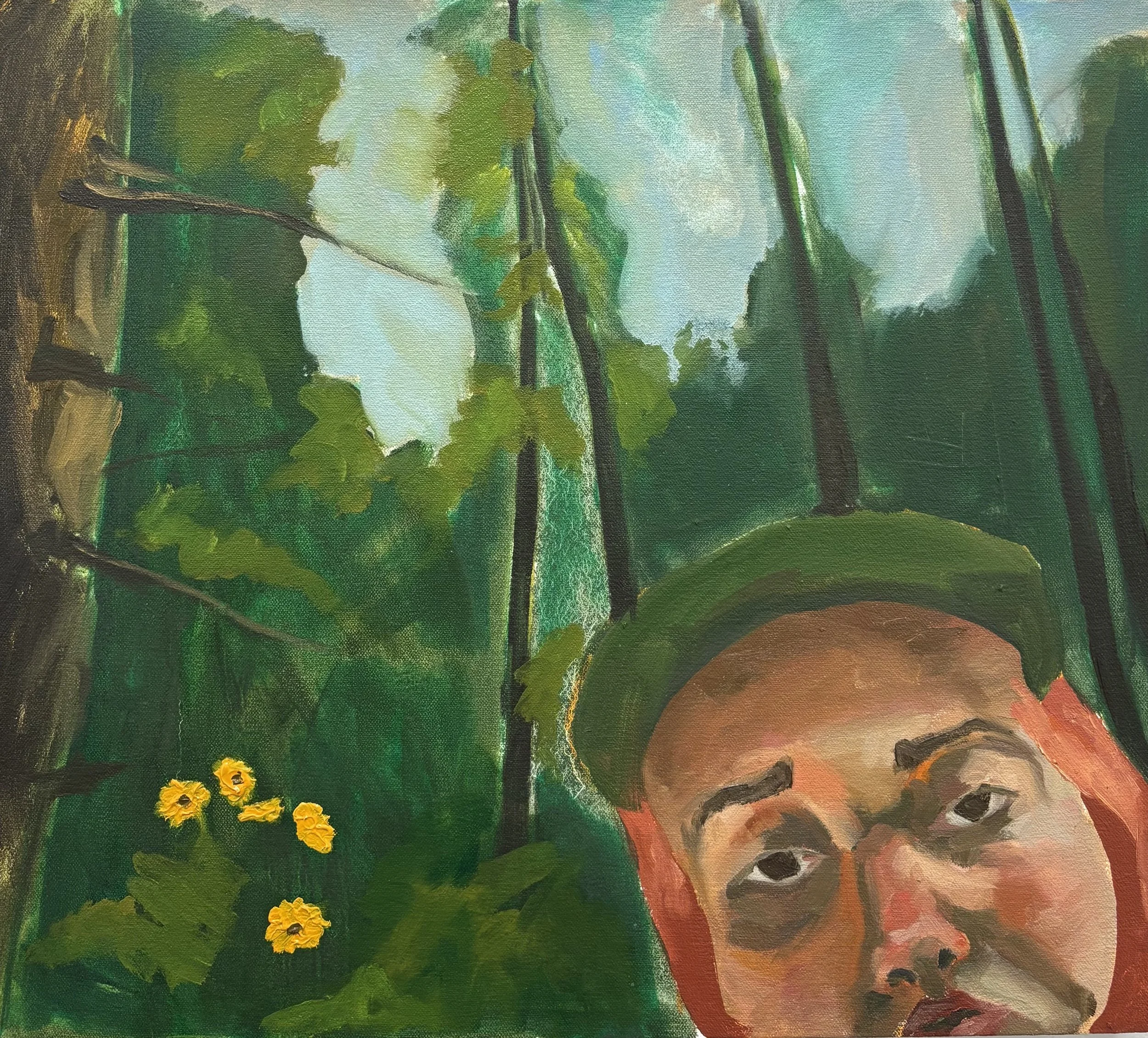 A thoughtful image, 16x18, Oil and casein on canvas, 2026