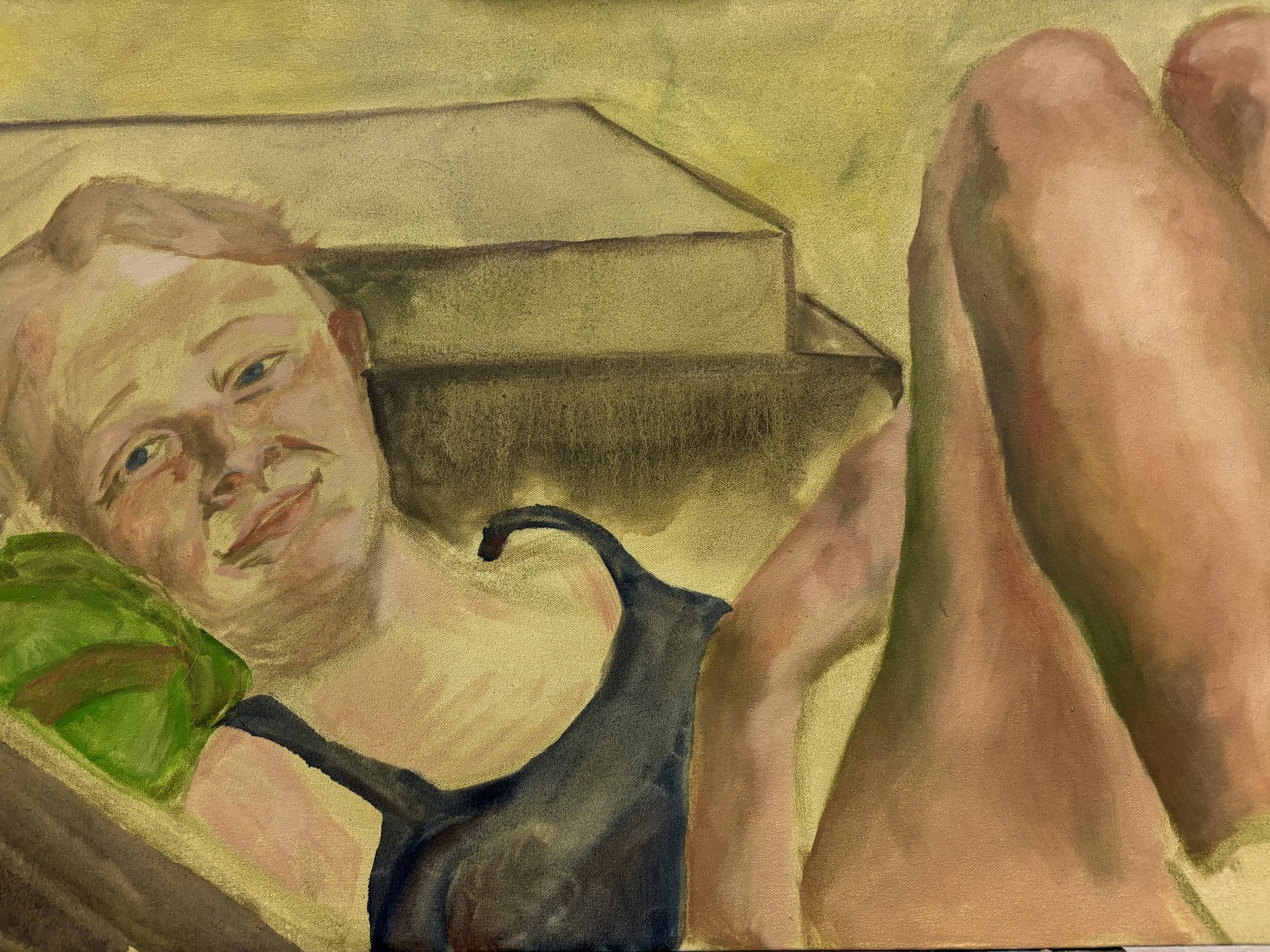 Anna in a wagon, 20x30, Oil on canvas, 2025