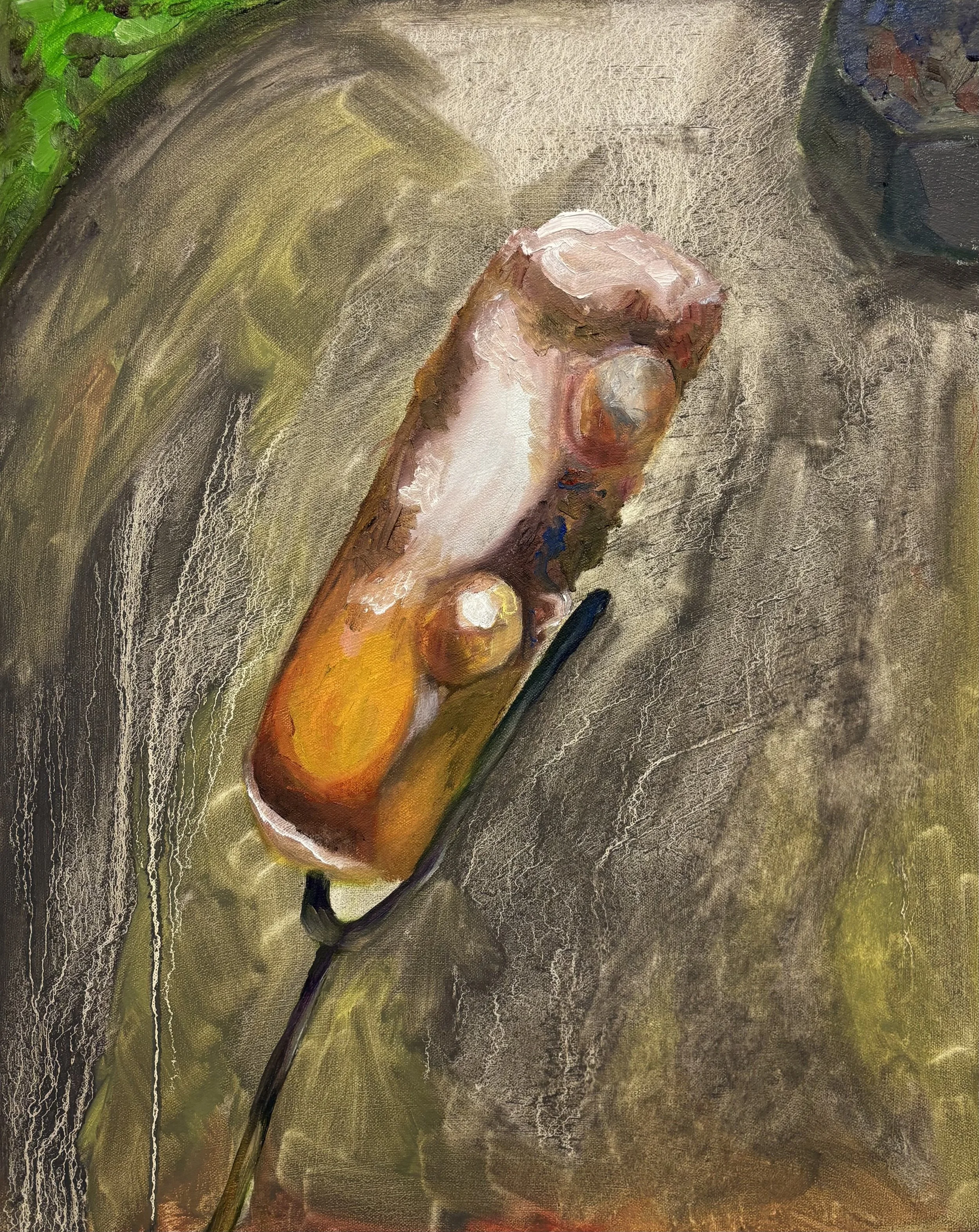 Vegan hot dog, 18x24, 2025, Oil on canvas