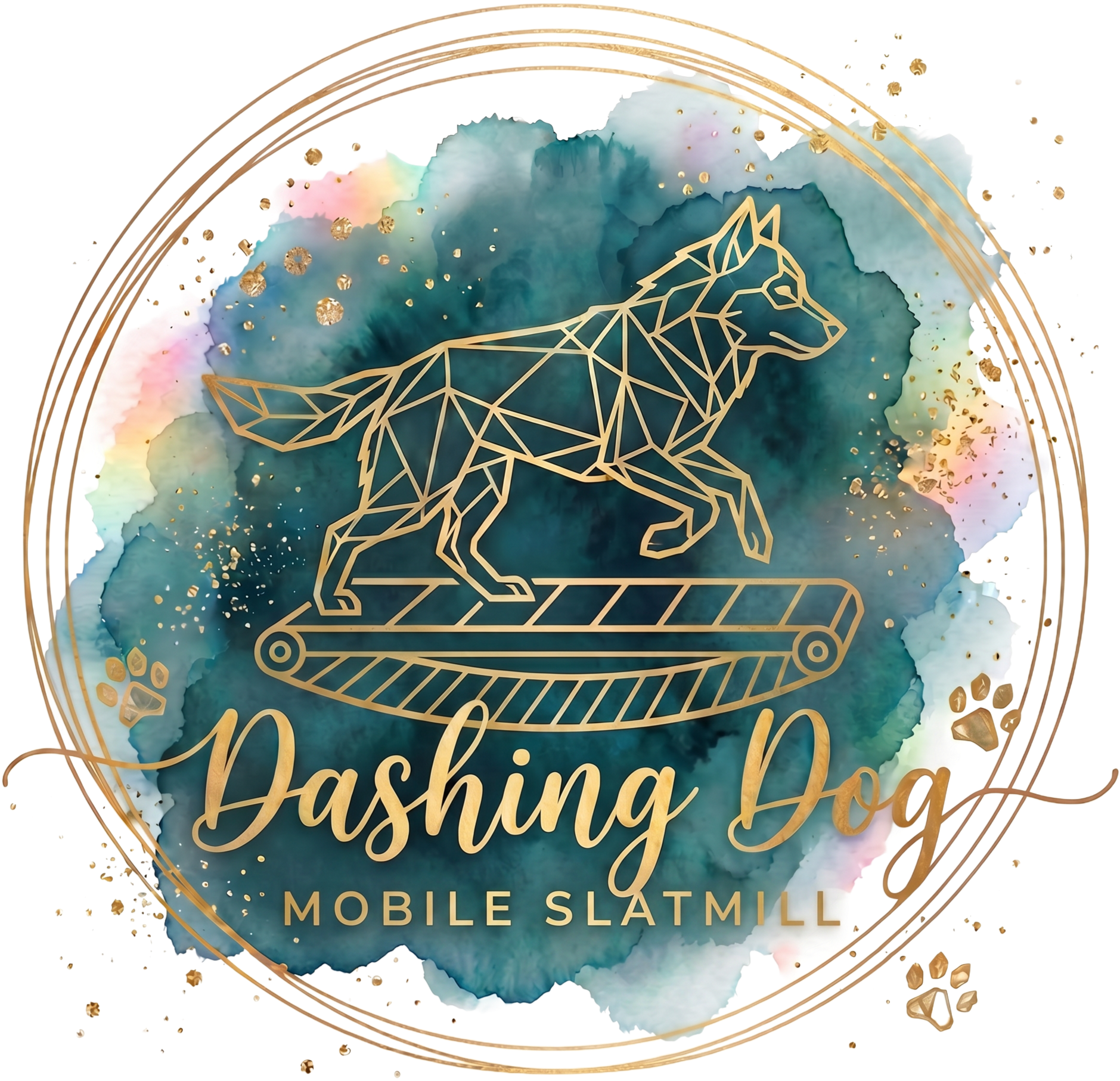 Business logo for 'Dashing Dog'. It is a mobile dog slatmill service in Canberra.