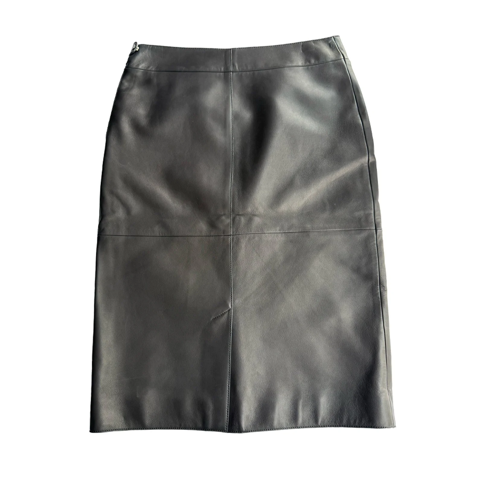 Hermès leather knee-length skirt