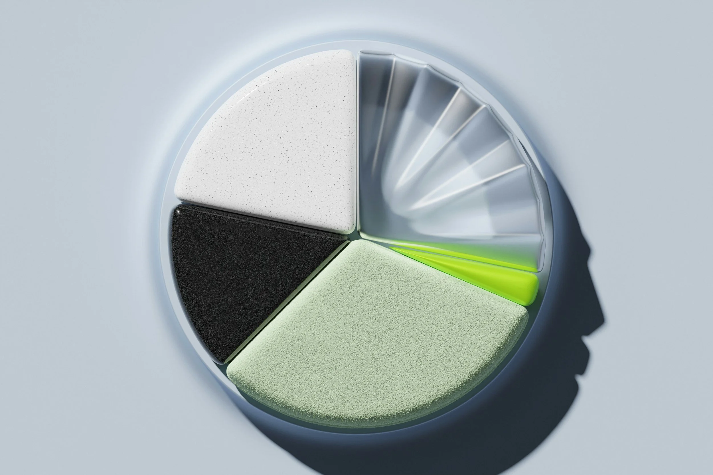 Close-up of a modern round device with multicolored textured segments, possibly a speaker or an electronic gadget.