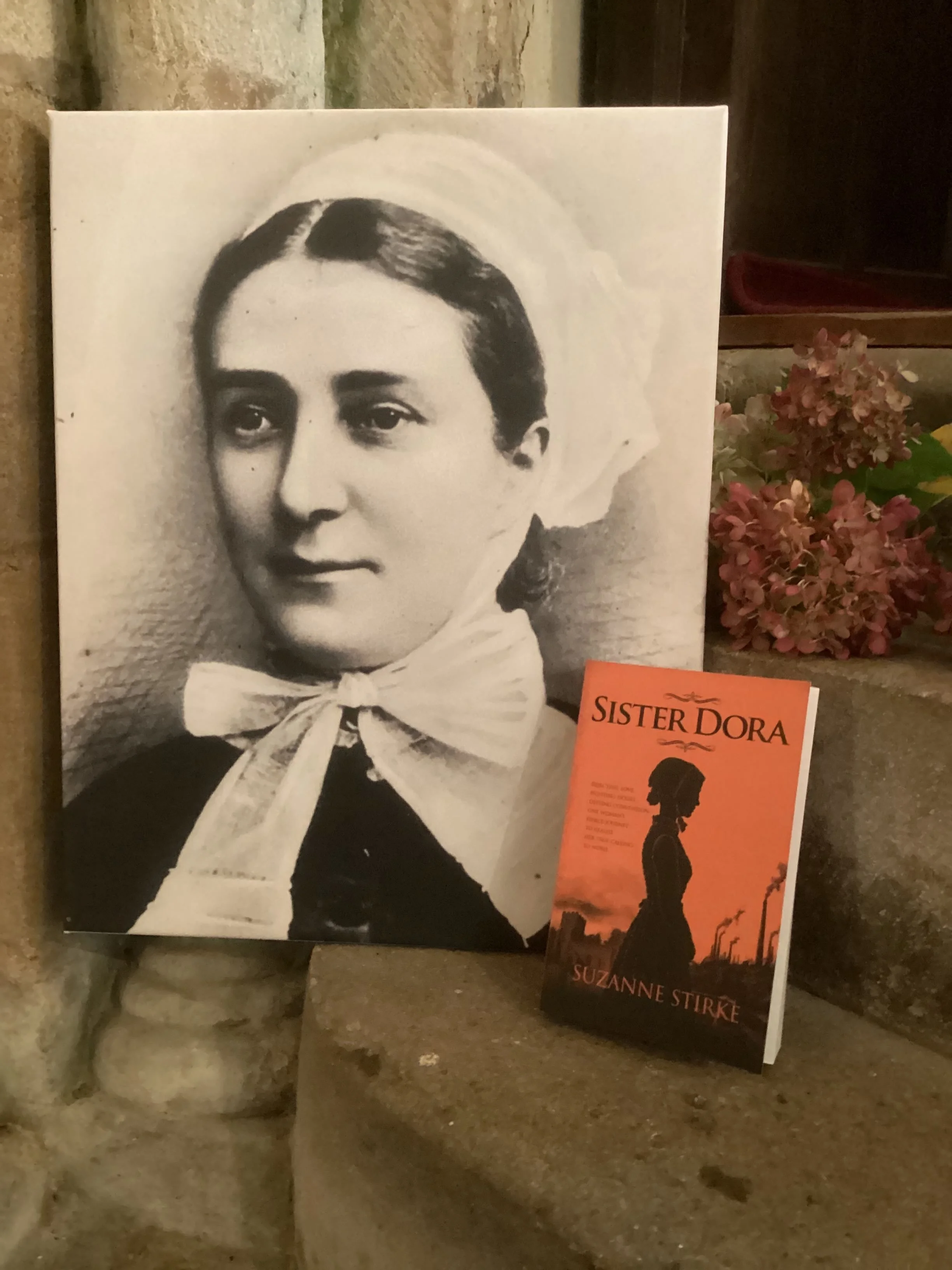 Great excitement when the Sister Dora books arrived on Wednesday.
I couldn&rsquo;t resist taking a copy of the book and a picture of Dora up to St.Oswald&rsquo;s at Hauxwell for a few moments of contemplation.
After years of research I can hardly bel