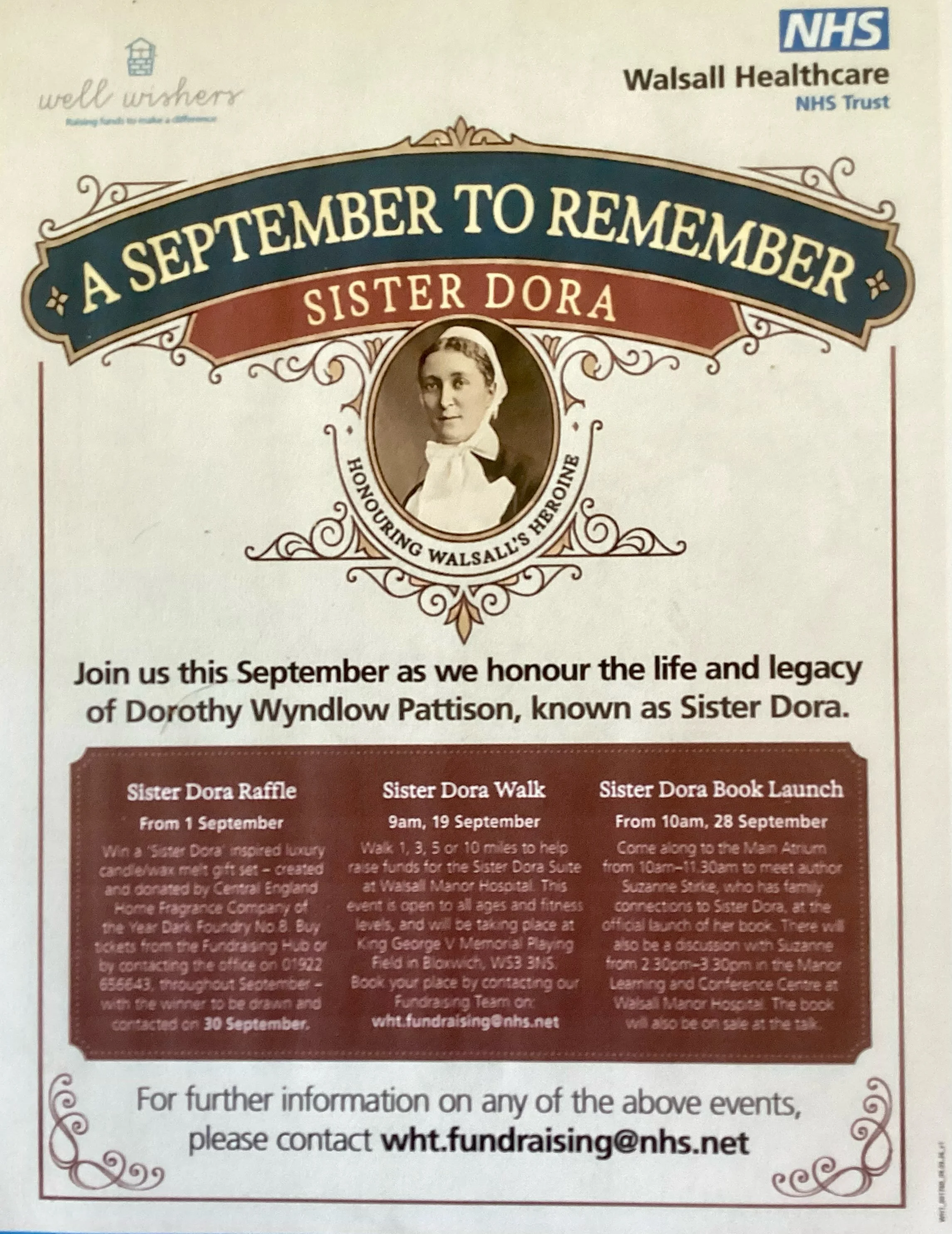 We are so excited to be heading down to Walsall tomorrow for a very special day at Walsall hospital on Monday.
I have been invited to launch my new book about Sister Dora at the hospital and we have a full day of events planned.

Apart from talking t