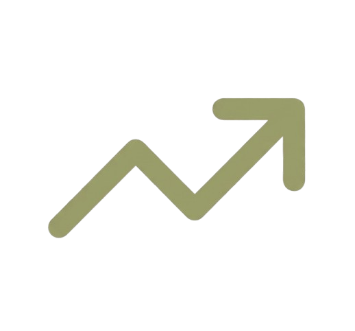 An upward trending line graph indicating growth or progress.