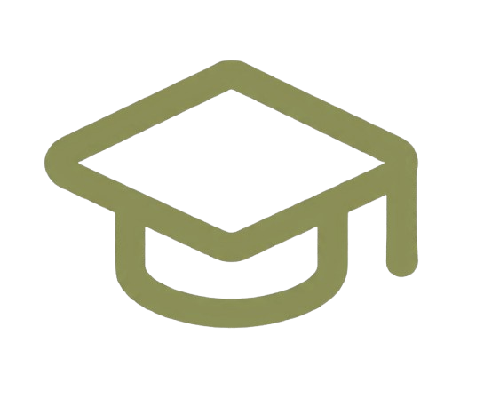 Icon of a graduation cap, representing education or learning.