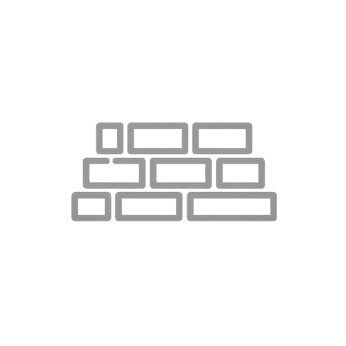 Collection of black picture frames arranged in a pyramid shape against a black background.