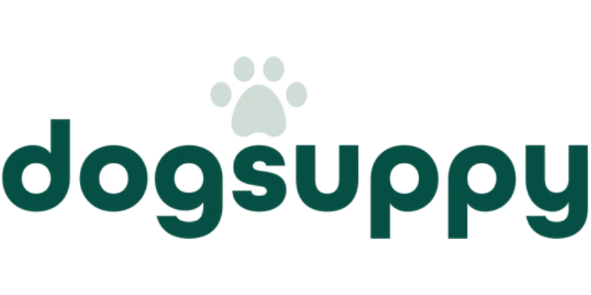 Logo mit dem Wort 'dogshop', ein Hundepfotenabdruck über dem Text, in den Farben Schwarz, Grau und Grün.