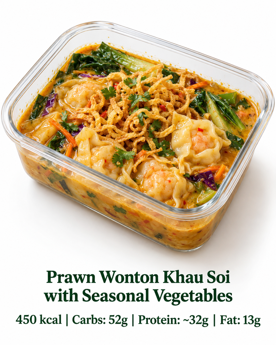Prawn Wonton Khau Soi with Seasonal Vegetables