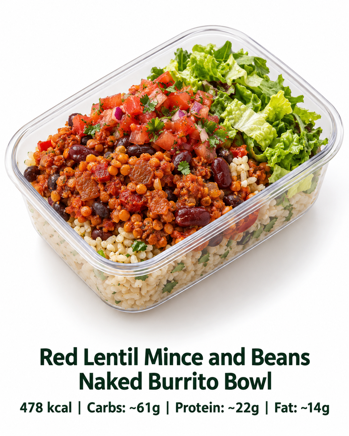 Red Lentil Mince and Beans Naked Burrito Bowl