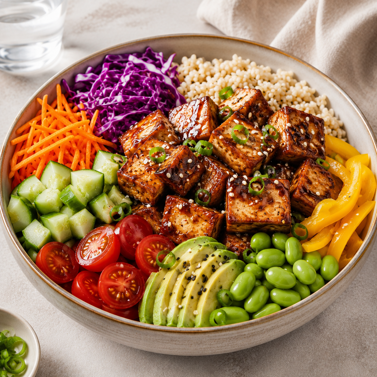 Ginger Soy Paneer High-Protein Rainbow Bowl
