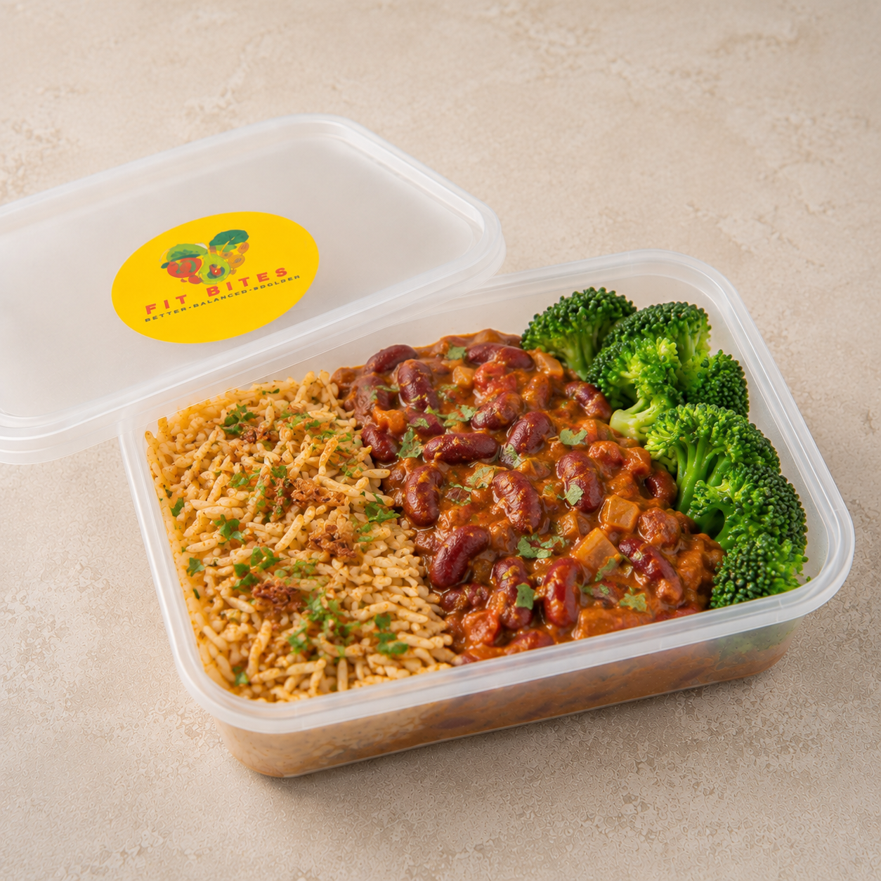 High Protein Rajma Rice with blanched broccoli