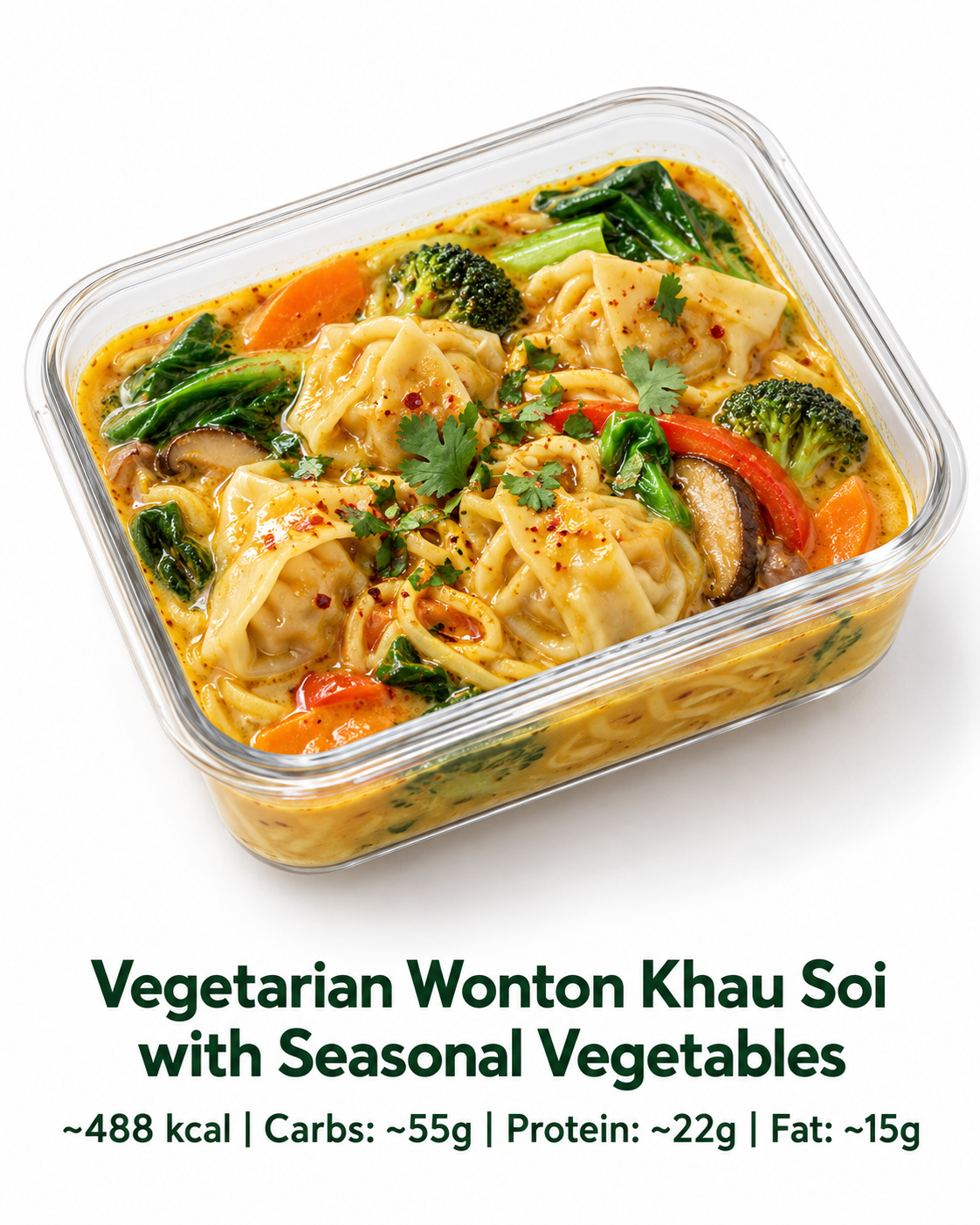 Vegetarian Wonton Khau Soi with Seasonal Vegetables