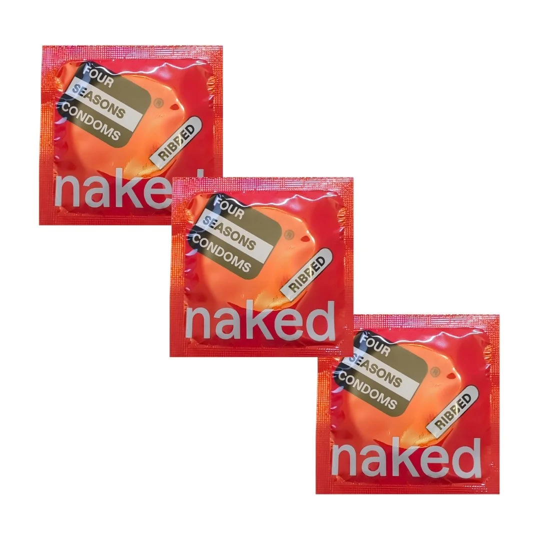 Four Seasons Naked Ribbed Condoms (3 Pack)