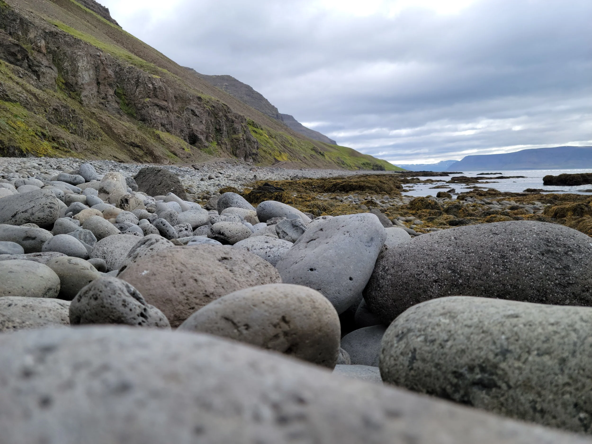 Rocks and pebbles near water in Iceland