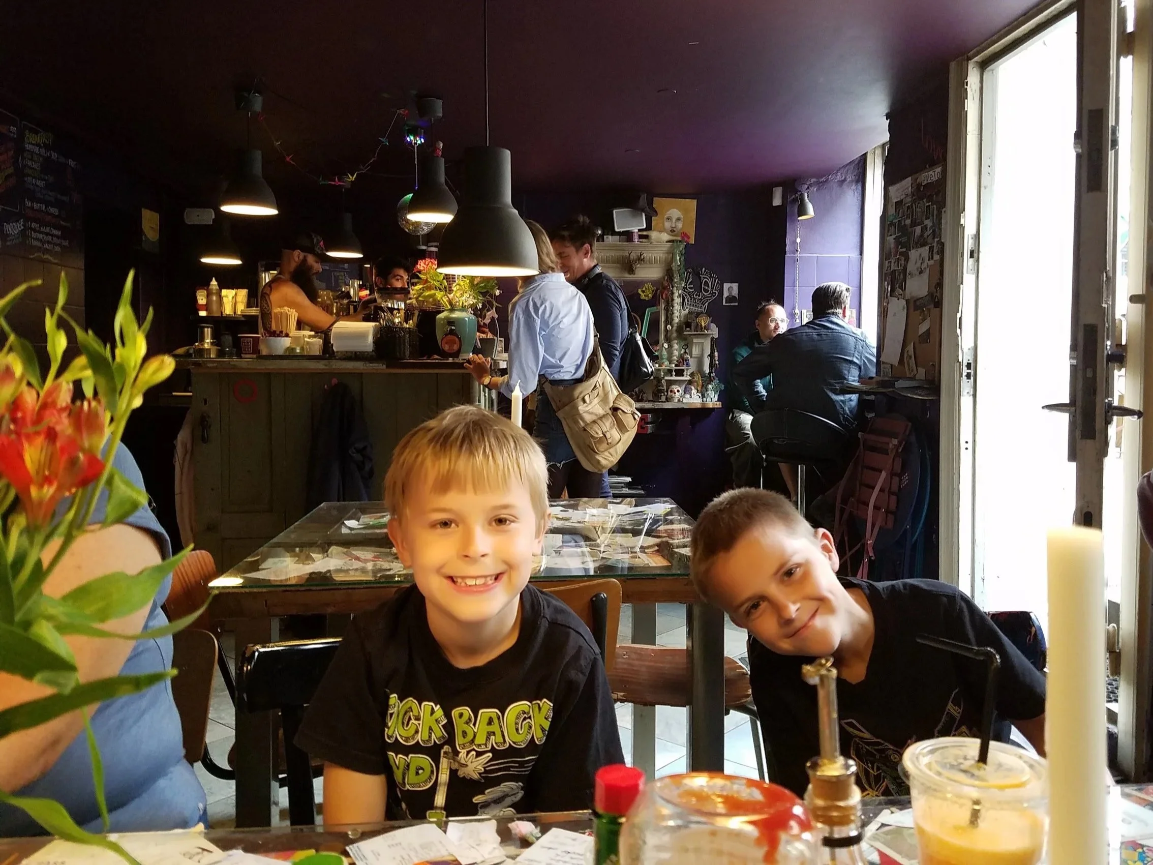 Kids eating lunch at a restaurant in Denmark