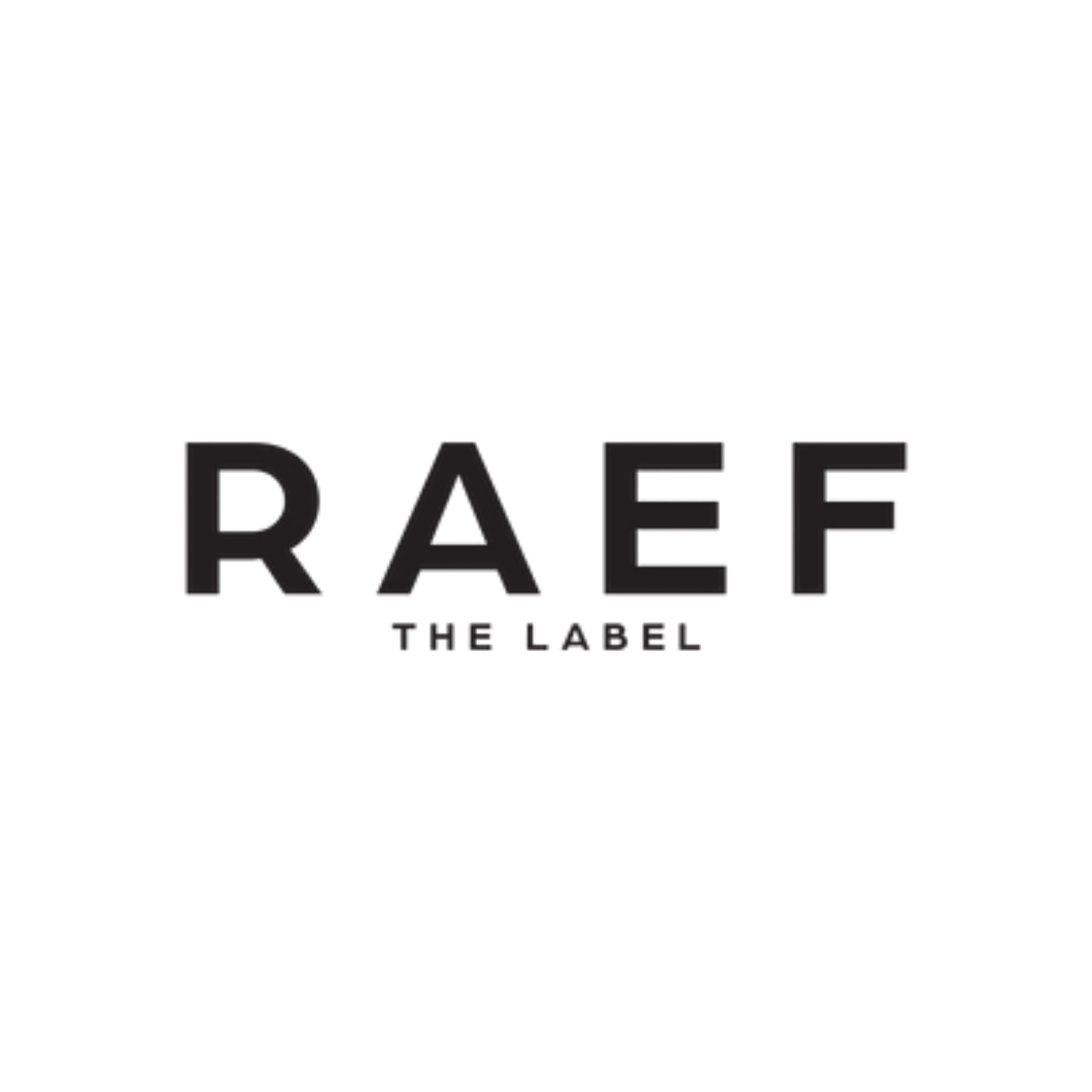 The logo of Rae The Label, a fashion brand, featuring the brand name in stylized text with a dark background.