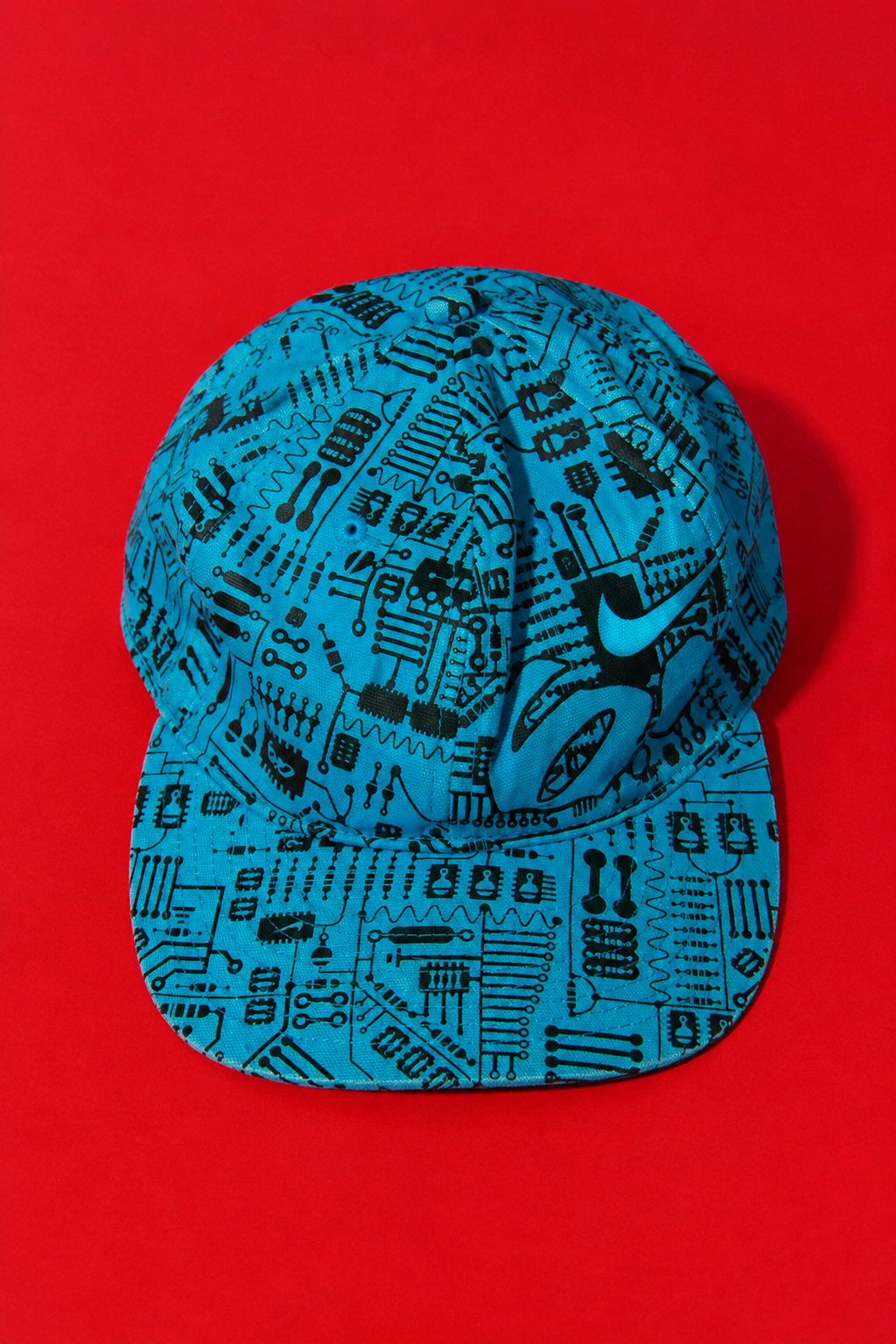 Vintage Nike 6.0 Circuit Board Print 8/20 Fitted Skate Cap