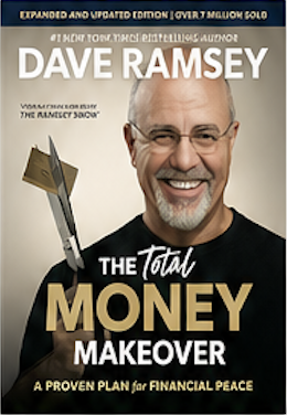 Book cover for 'The Total Money Makeover' by Dave Ramsey, featuring a smiling man with glasses and a gray beard, with the title and author's name prominently displayed.