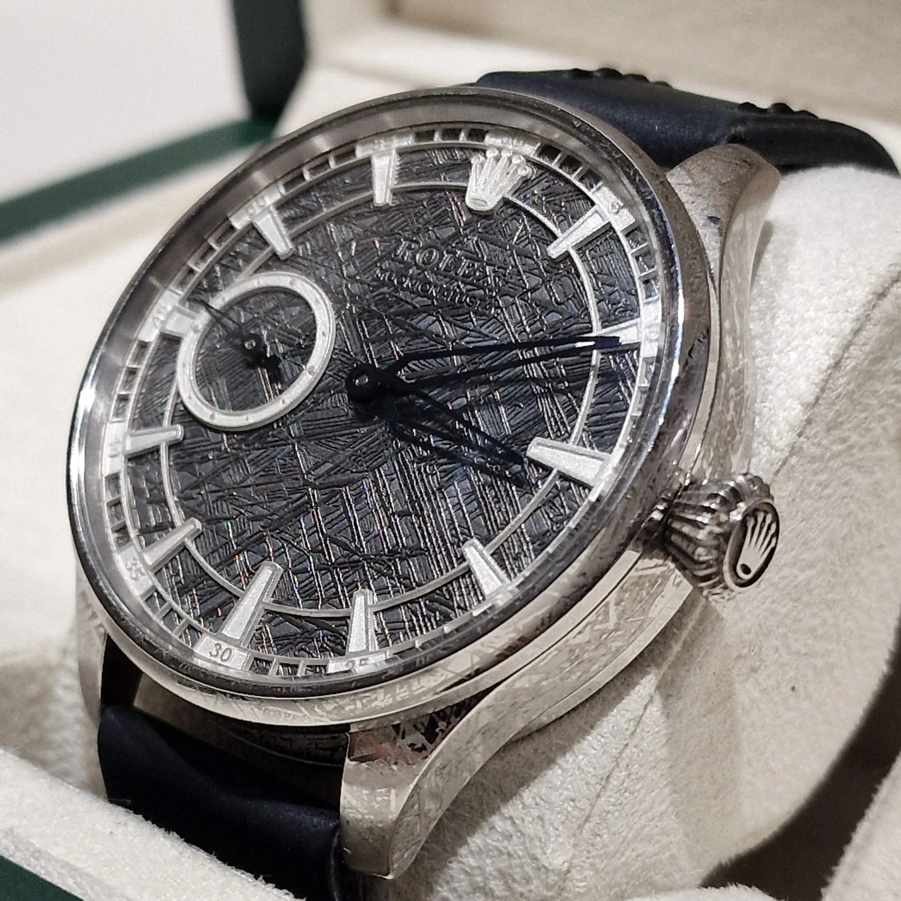 Exclusive Rolex 1920s Custom-Made Wristwatch from Antique Pocket Watch with Muonionalusta Meteorite Dial