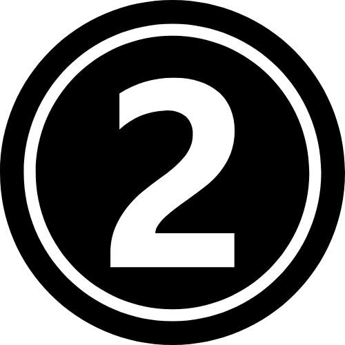 Black and white highway route marker with the number 2 in the center