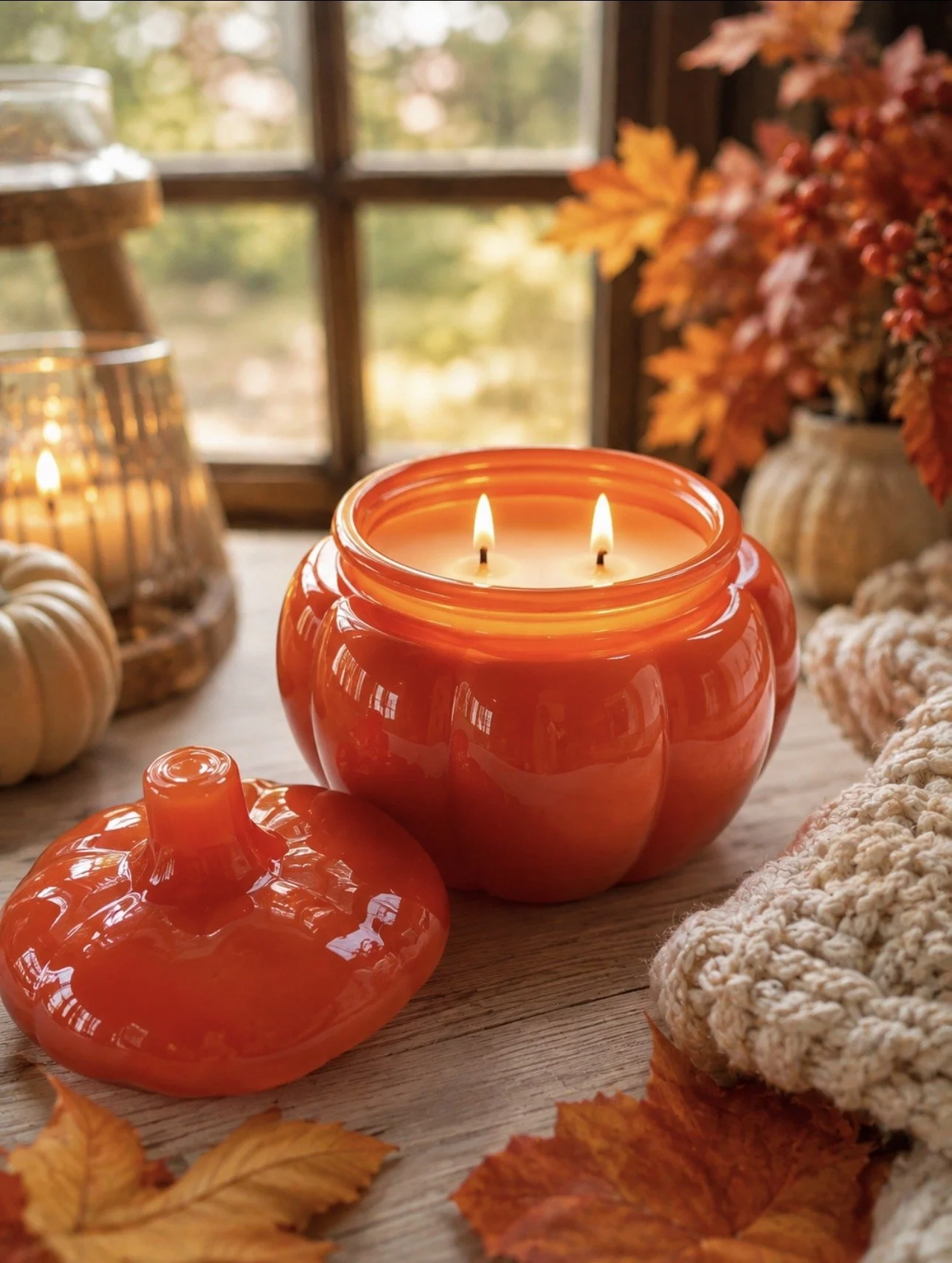 Glass Pumpkin Soy Candle