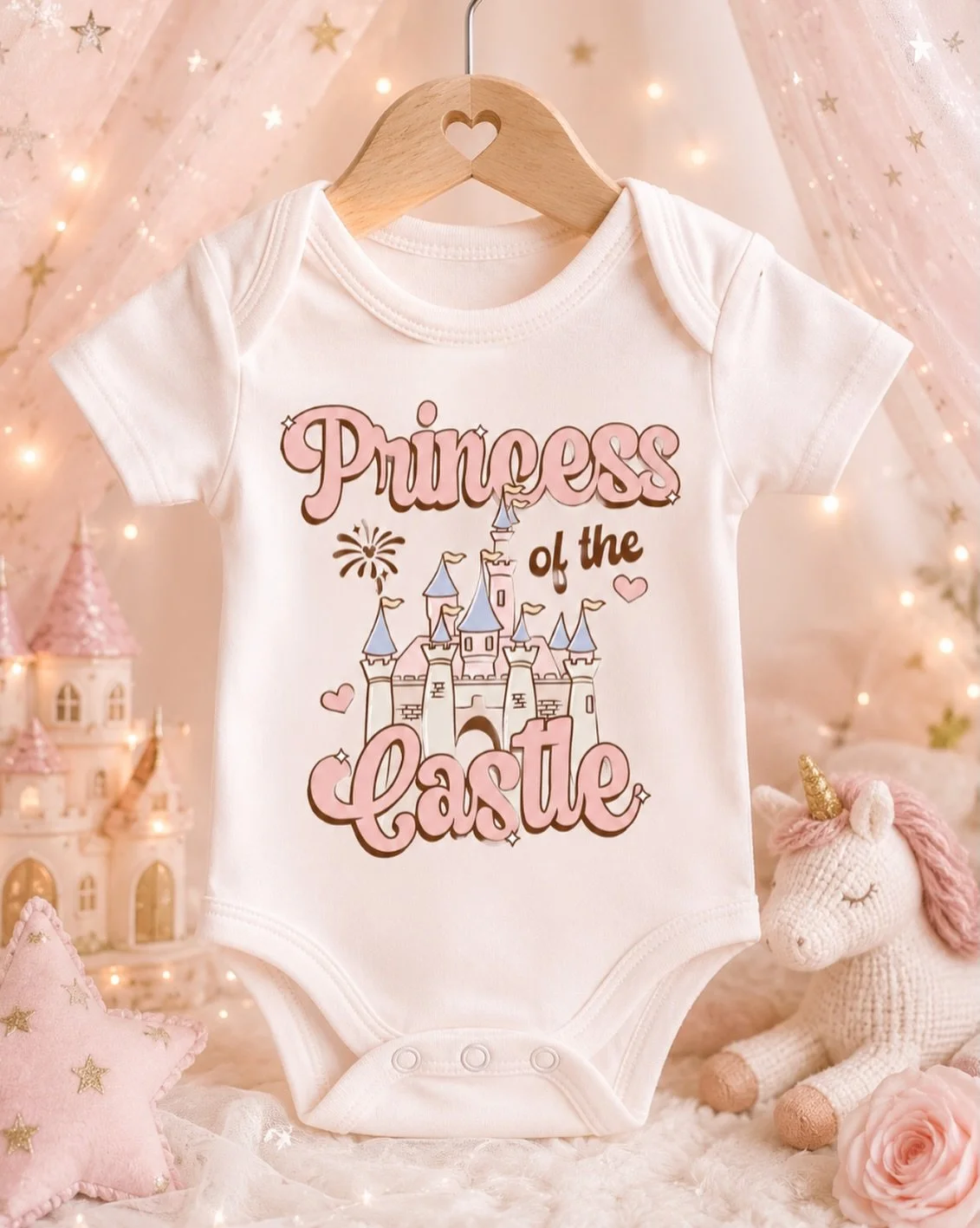 A little princess deserves an outfit fit for her castle. 👑✨

Our Princess of the Castle onesie is the sweetest little look for Disney days, family vacations, park trips, photos, or gifting to the tiniest princess in your life. 💕🏰

Soft, adorable, 