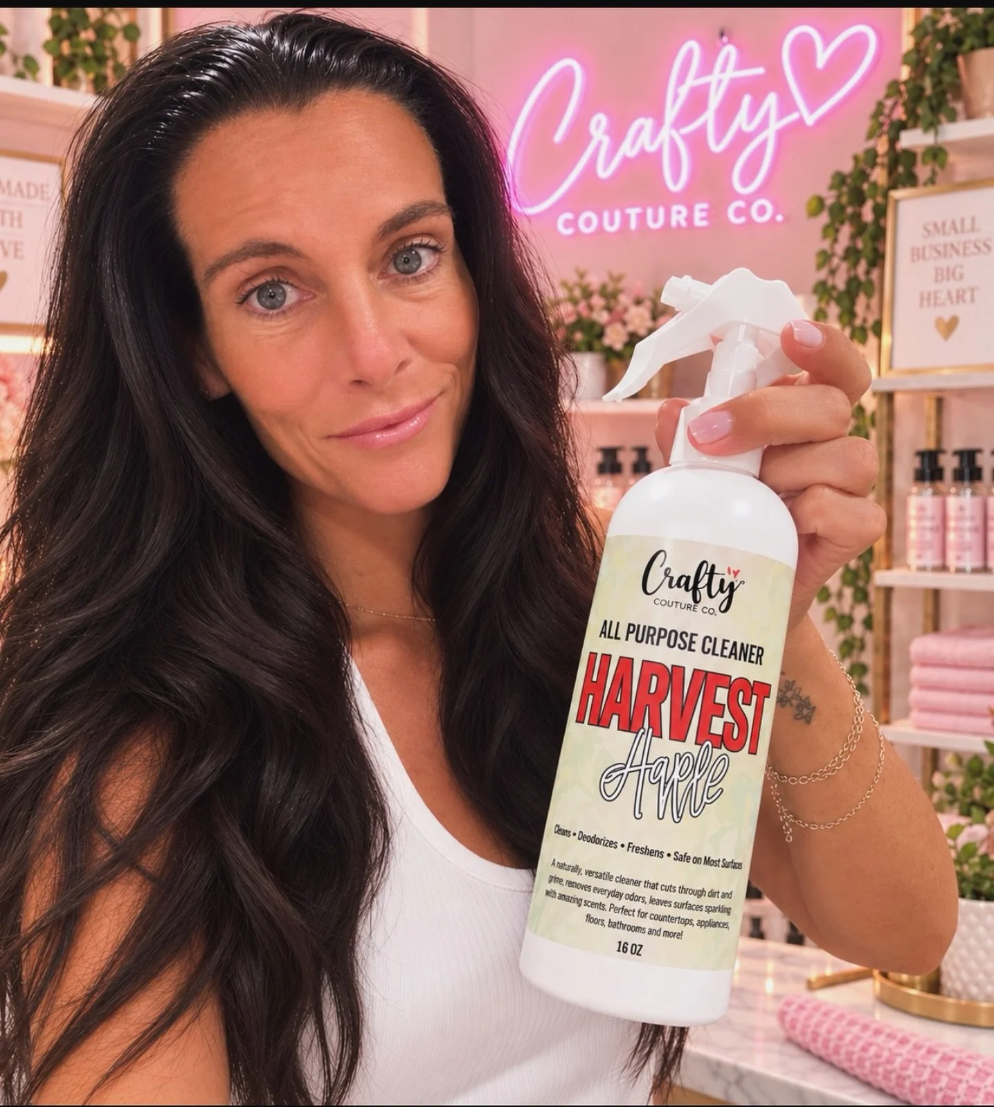 My All Purpose Cleaner is officially ready for cozy season, and I currently have TWO fall scents available! 🧼🤍

Shown here: Harvest Apple 🍎 &mdash; fresh, crisp, and perfect for making the whole house smell like fall.

Now I want to know&hellip;
A