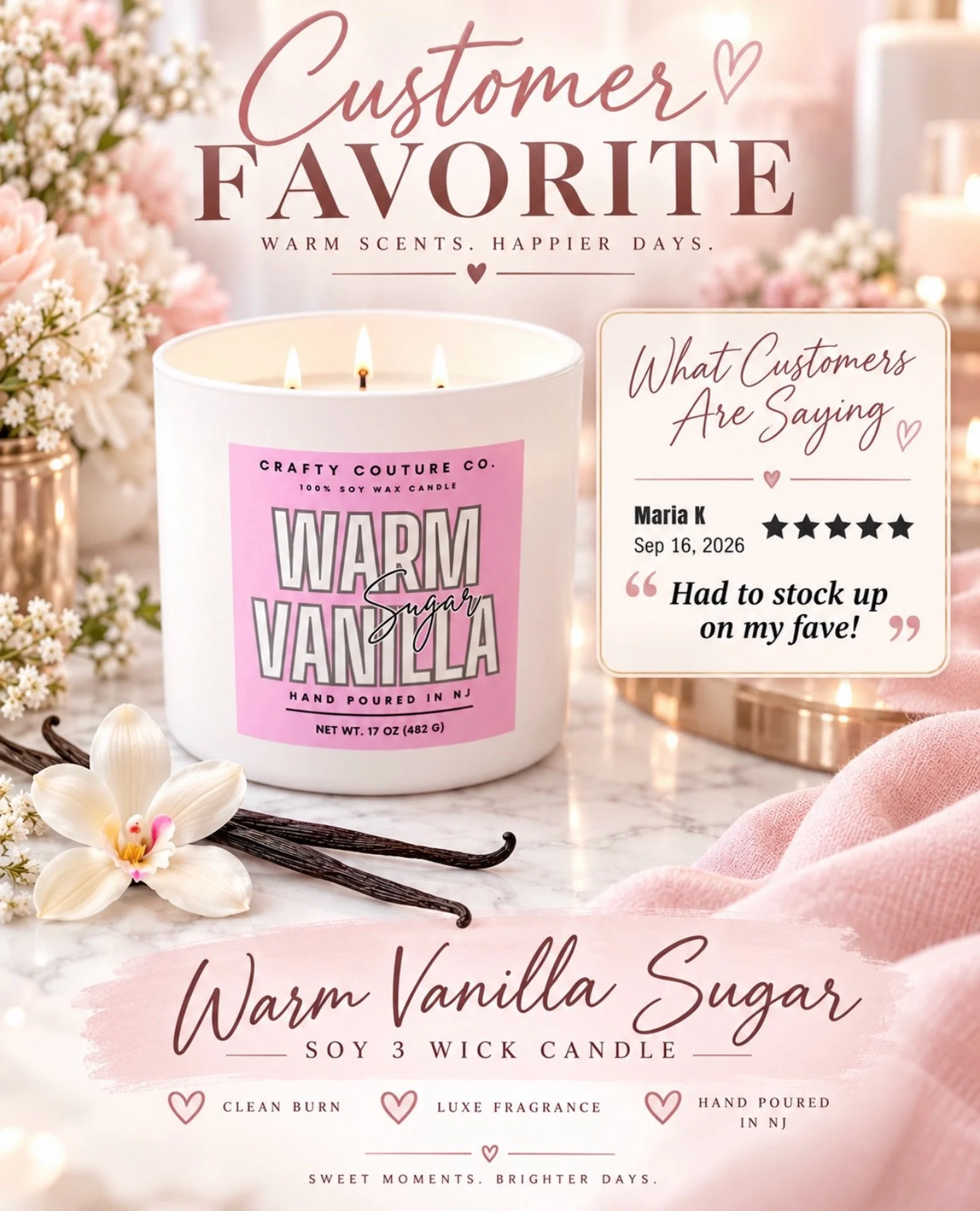 ✨ Customer Favorite ✨

There&rsquo;s a reason Warm Vanilla Sugar keeps becoming a favorite 🤍
Sweet, cozy, and oh-so-comforting&hellip; it&rsquo;s the kind of scent that makes any space feel extra warm and inviting.

Thank you so much for the love, M