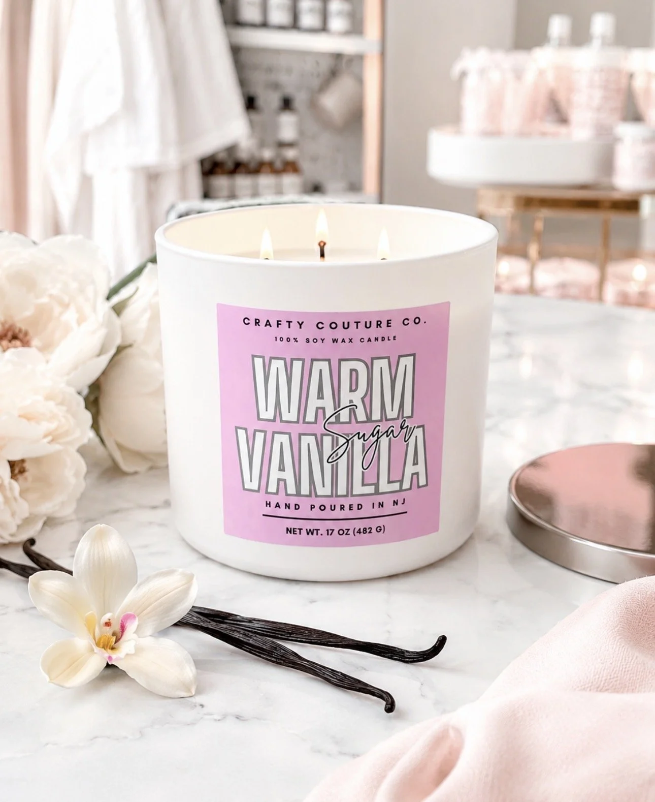 Warm Vanilla Sugar  Soy 3 Wick Candle