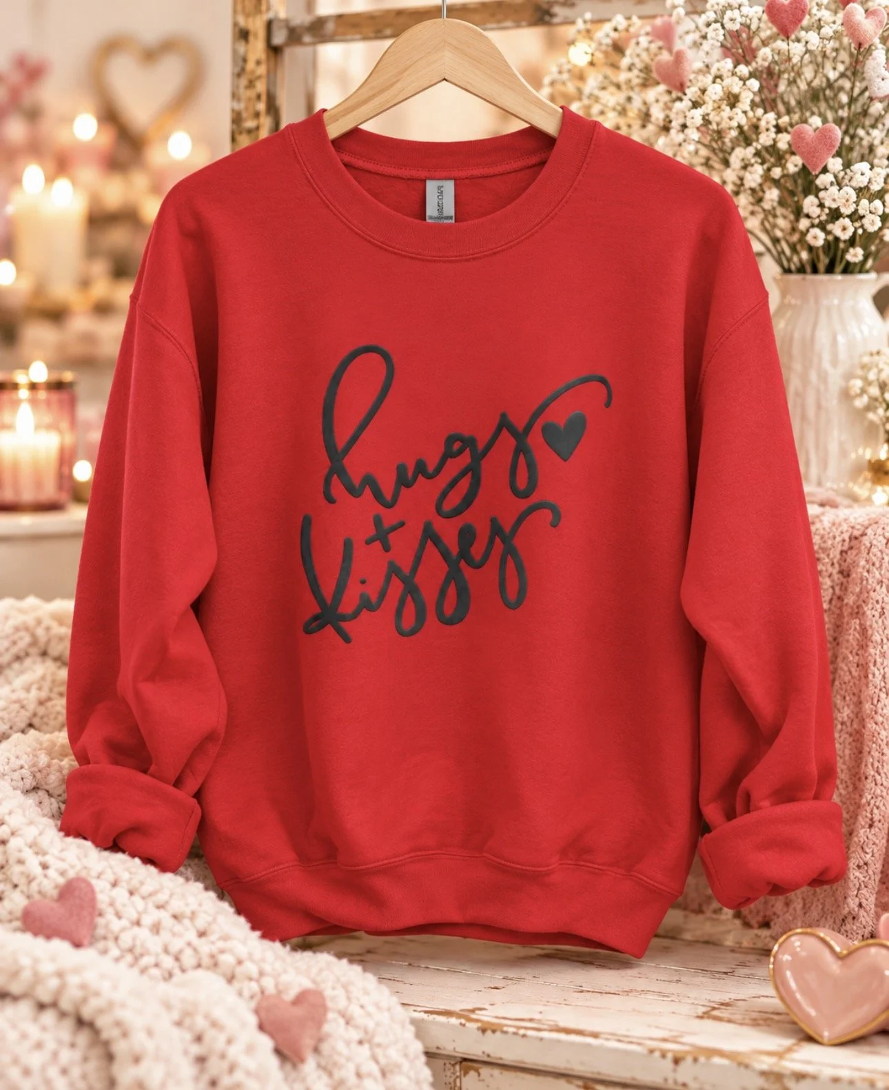 Hugs & Kisses Valentine's Day Sweatshirt | Crafty Couture Co.