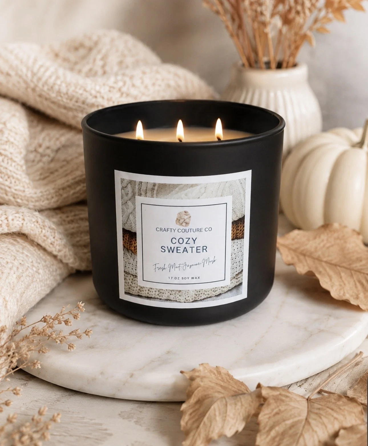 Cozy Sweater  Soy 3 Wick Candle