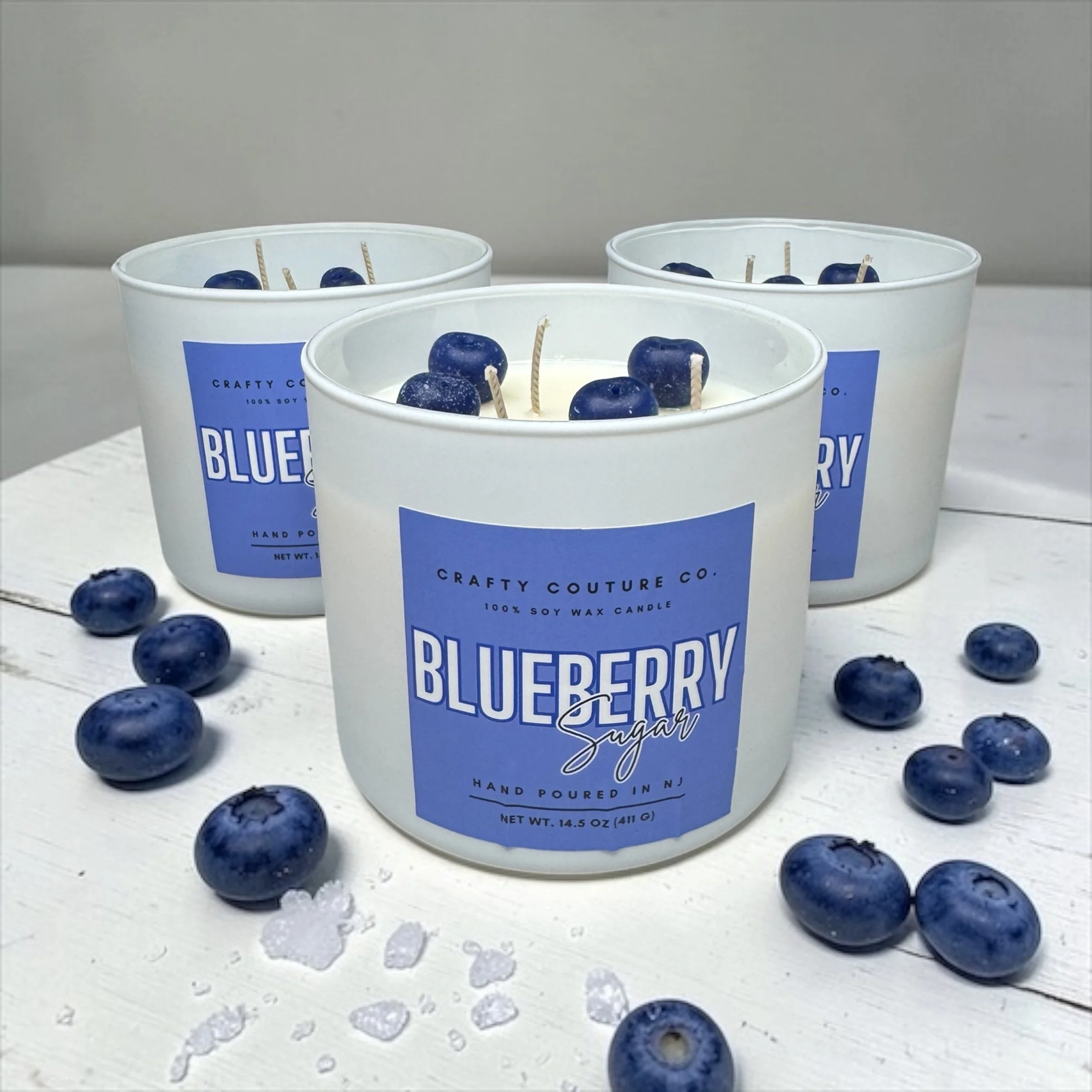 Blueberry Sugar Soy 3 Wick Candle