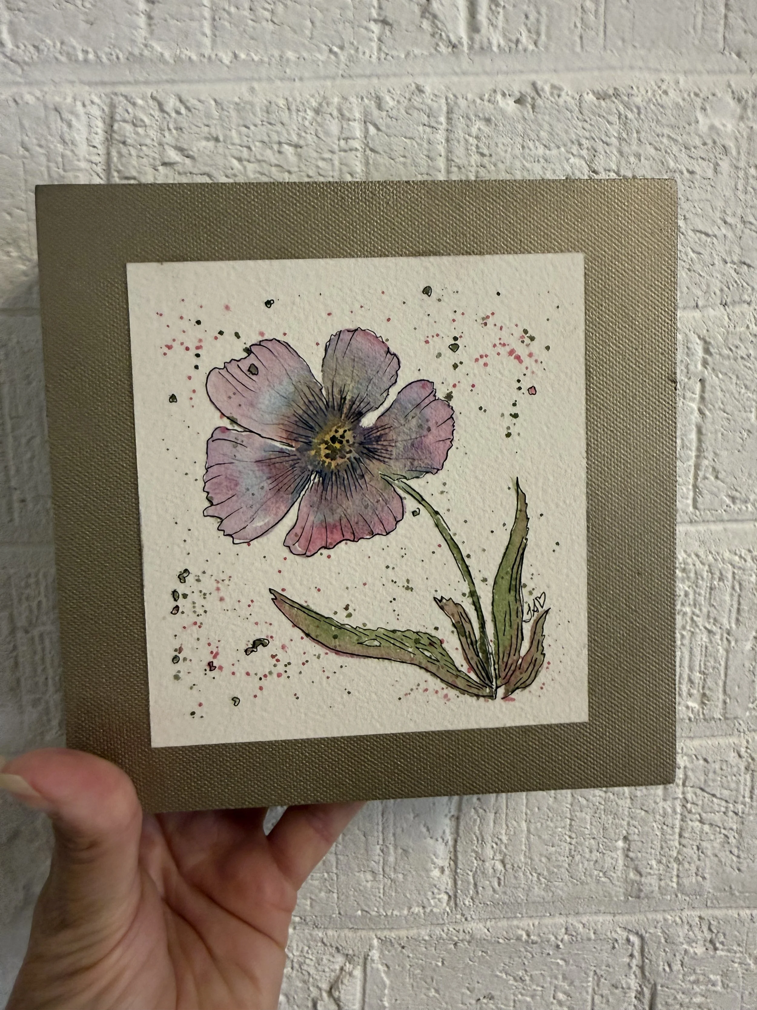 Iridescence Flower Watercolor Original on Gold Birchbox Frame 6x6
