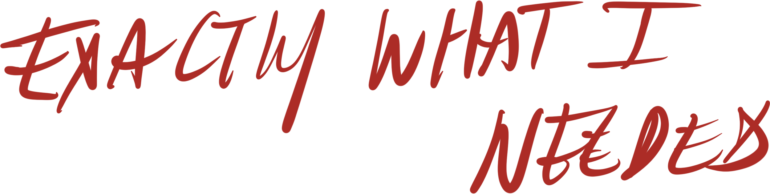 Text in red handwritten font saying "Exactly what I needed" on a black background.