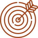 Archery target with an arrow hitting the bullseye
