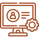 Computer screen displaying a user profile with gear icon indicating settings or management.