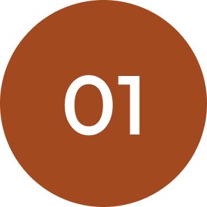 Brown circle with white number '01' in the center