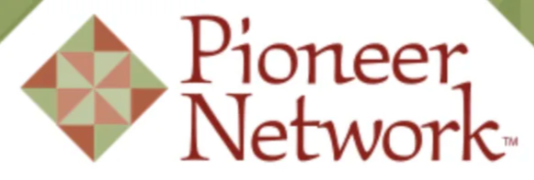 Pioneer Network logo with a geometric pattern in shades of green and brown and the text 'Pioneer Network' in maroon.
