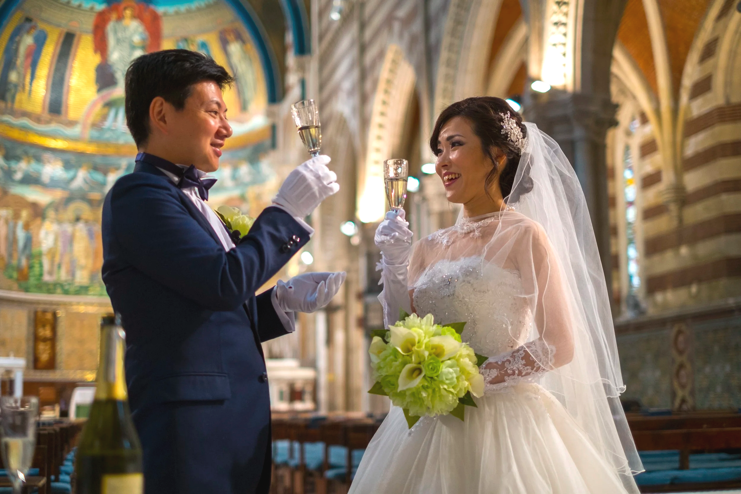 Takuro and Hitomi from Tokyo toasting at their Rome elopement — Rome Luxury Elopements